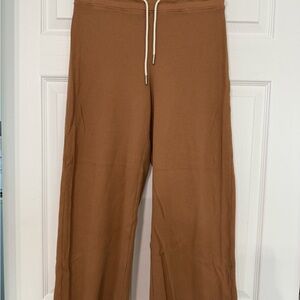 MATE the Label Organic Thermal Waffle Knit Wide Leg Crop Pant (Brown)